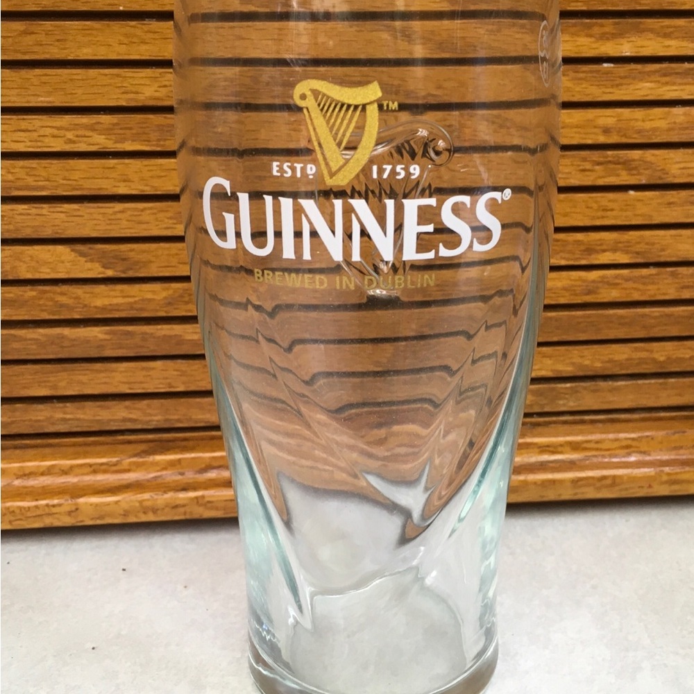 Guinness Glass with Gold and White Logo
